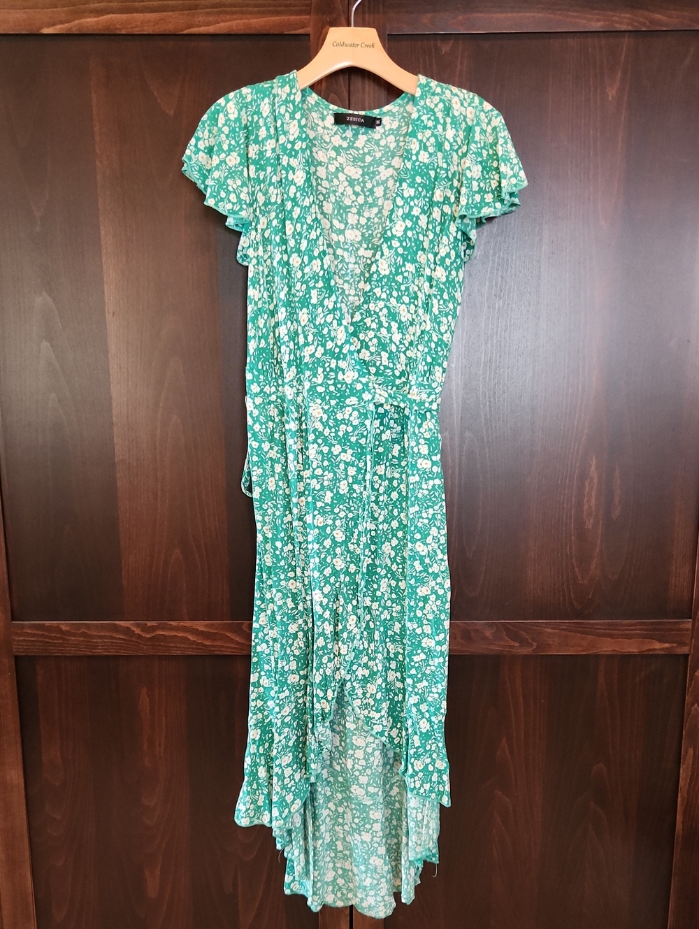 Green Floral Wrap Maxi Dress